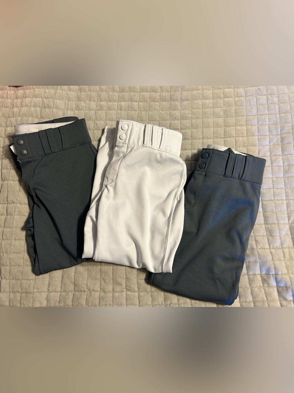 3 pair Women's small softball pant- White & Charcoal